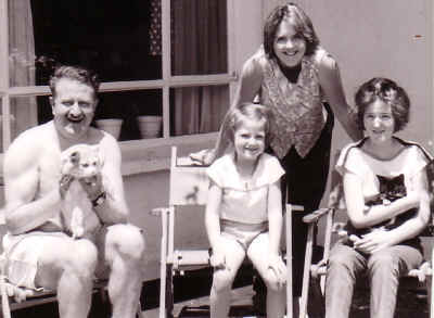 On the verandah at 9 Birch Road. From left, Tim and Tibby,, Barbara, Kate , Clare and Henry,
