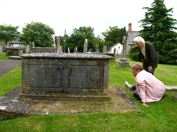 Betty Dening and her daughter, Katherine examine the vault.