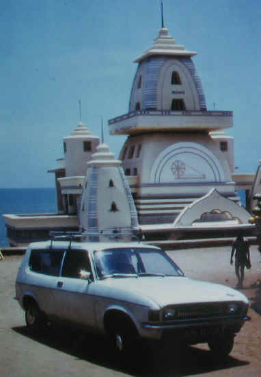 At Cape Comorin, the southernmost point of India.